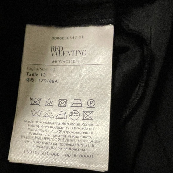 Valentino Red black, longsleeved crepe v-neck full-length dress - Picture 8 of 9